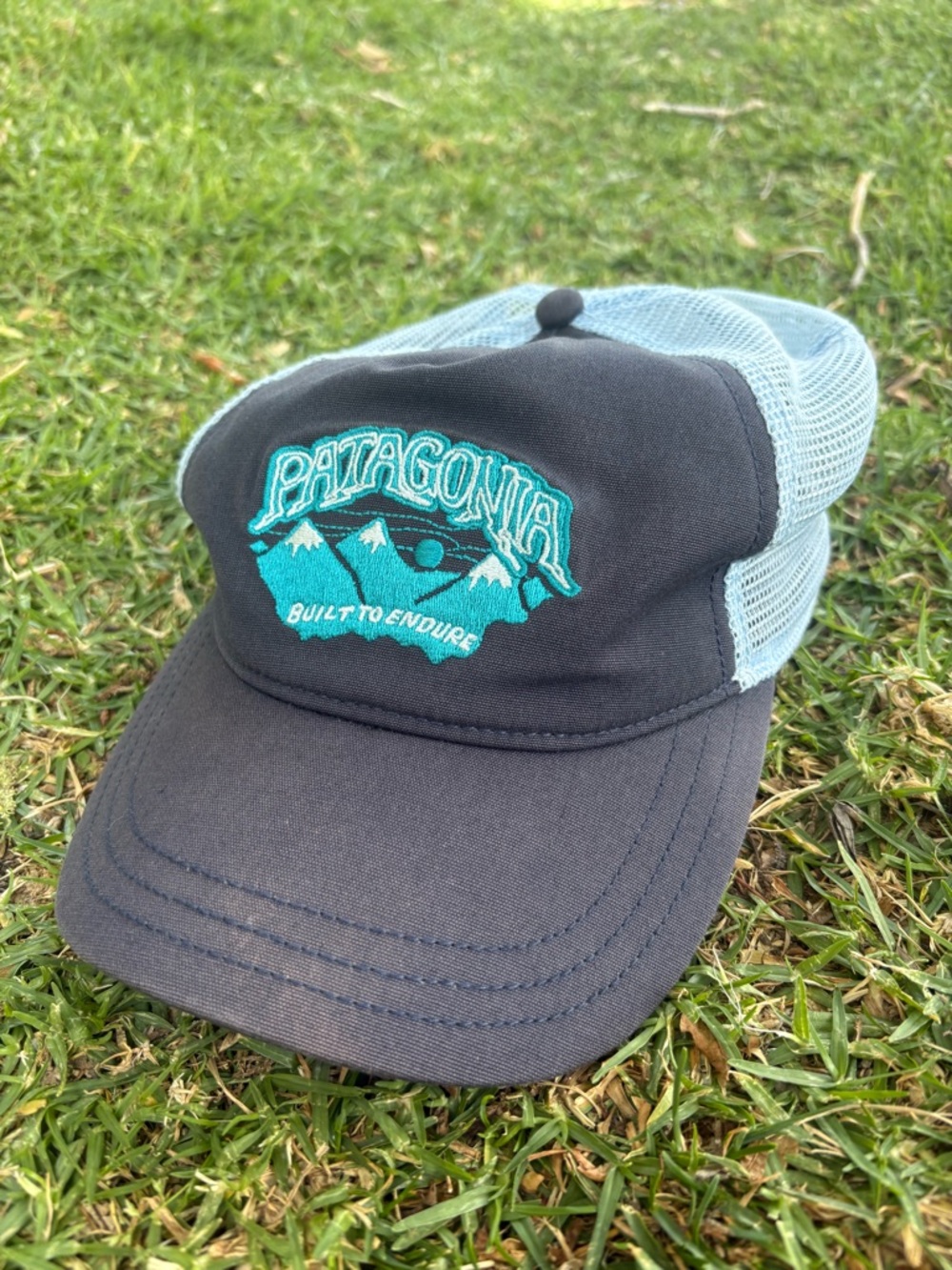 Patagonia Black and Light Blue Mesh Trucker Hat